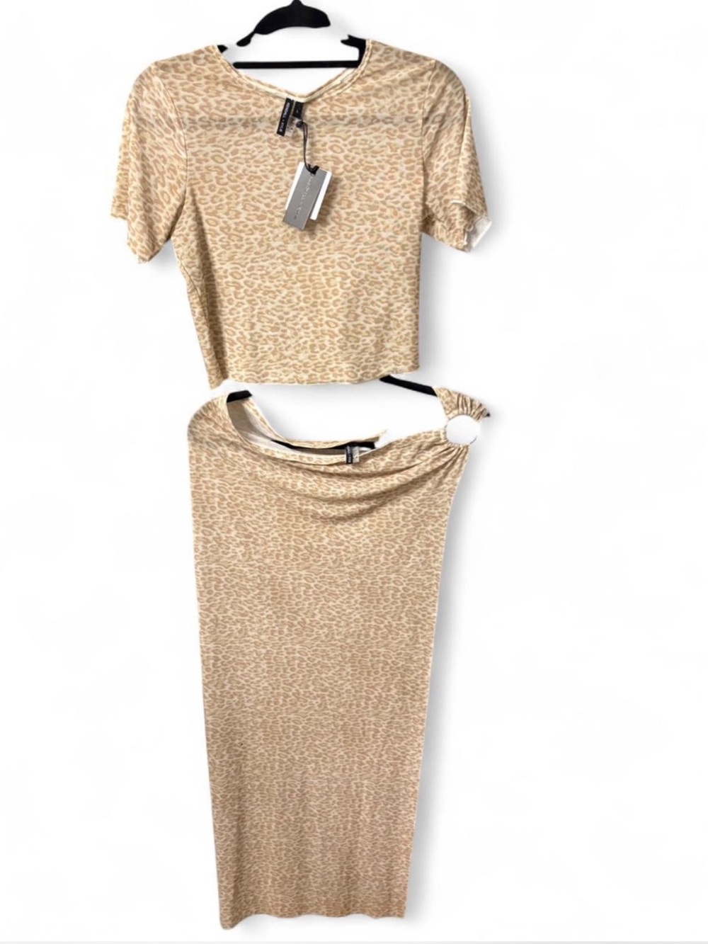Kendall & Kylie Taupe Leopard-Print Maxi Skirt Set